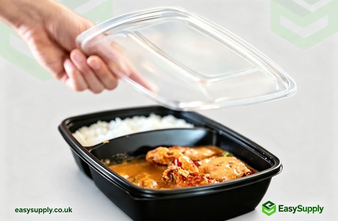 Rectangular Container 2 Compartments Black 900ml