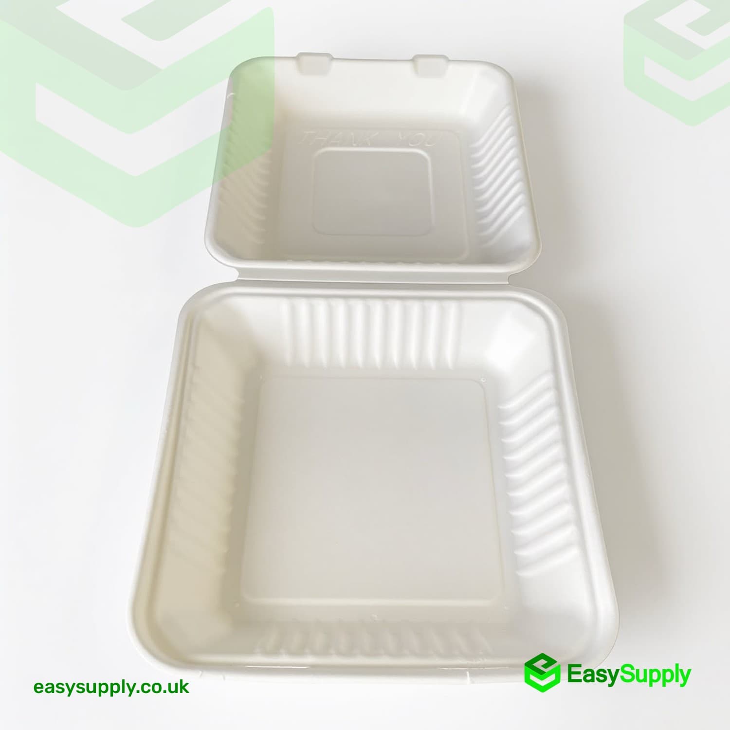 MB1 Single Compartment Bagasse Clamshell Lunch Box 228x228x76mm