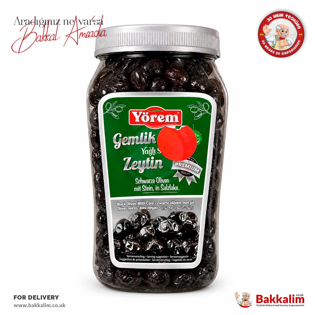 Yorem Gemlik Oily Brined Black Olives 1200 G