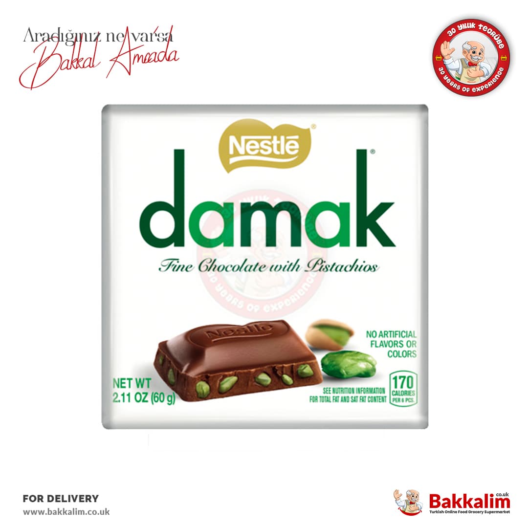 Nestle Damak Fine Chocolate with Antep Pistachio Square Chocolate 60 G