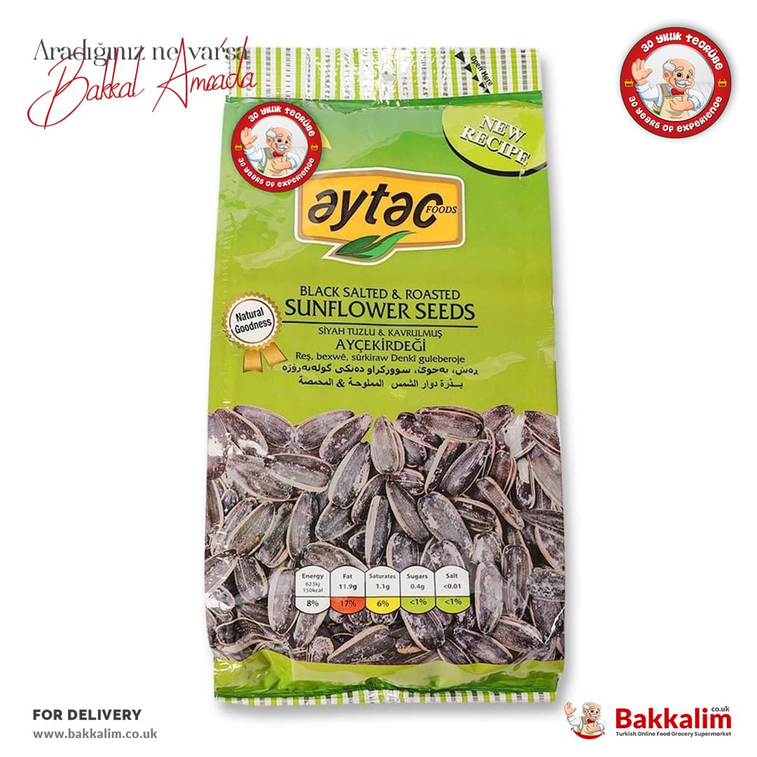Aytac 250 G Roasted And Salted Black Sunflower Seeds Dakota