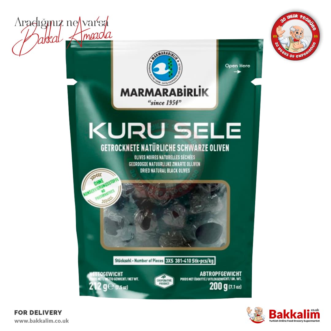 Marmarabirlik 3XS Dried Natural Black Olives N200 G