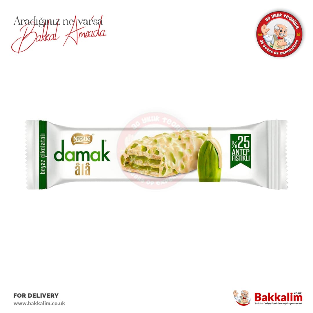 Nestle Damak Ala White Chocolate Covered Wafer  with Pistachio 30 G