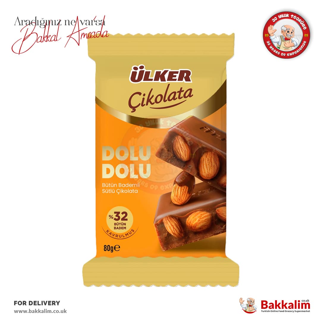 Ulker %32 Dolu Dolu Whole Almond Milky Chocolate 80 G
