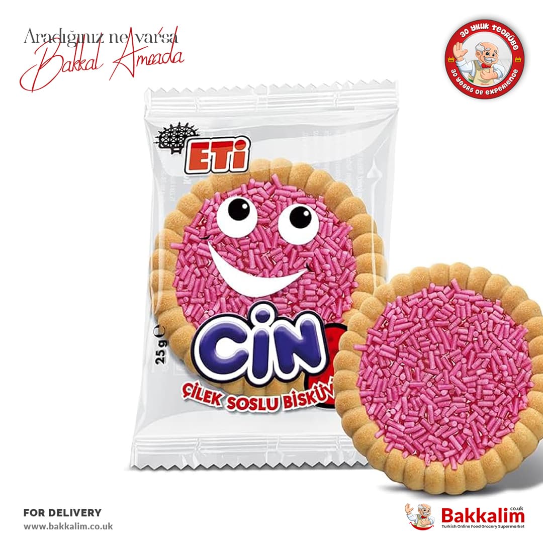 Eti Cin Strawberry Sauce Jelly Biscuit 25 G