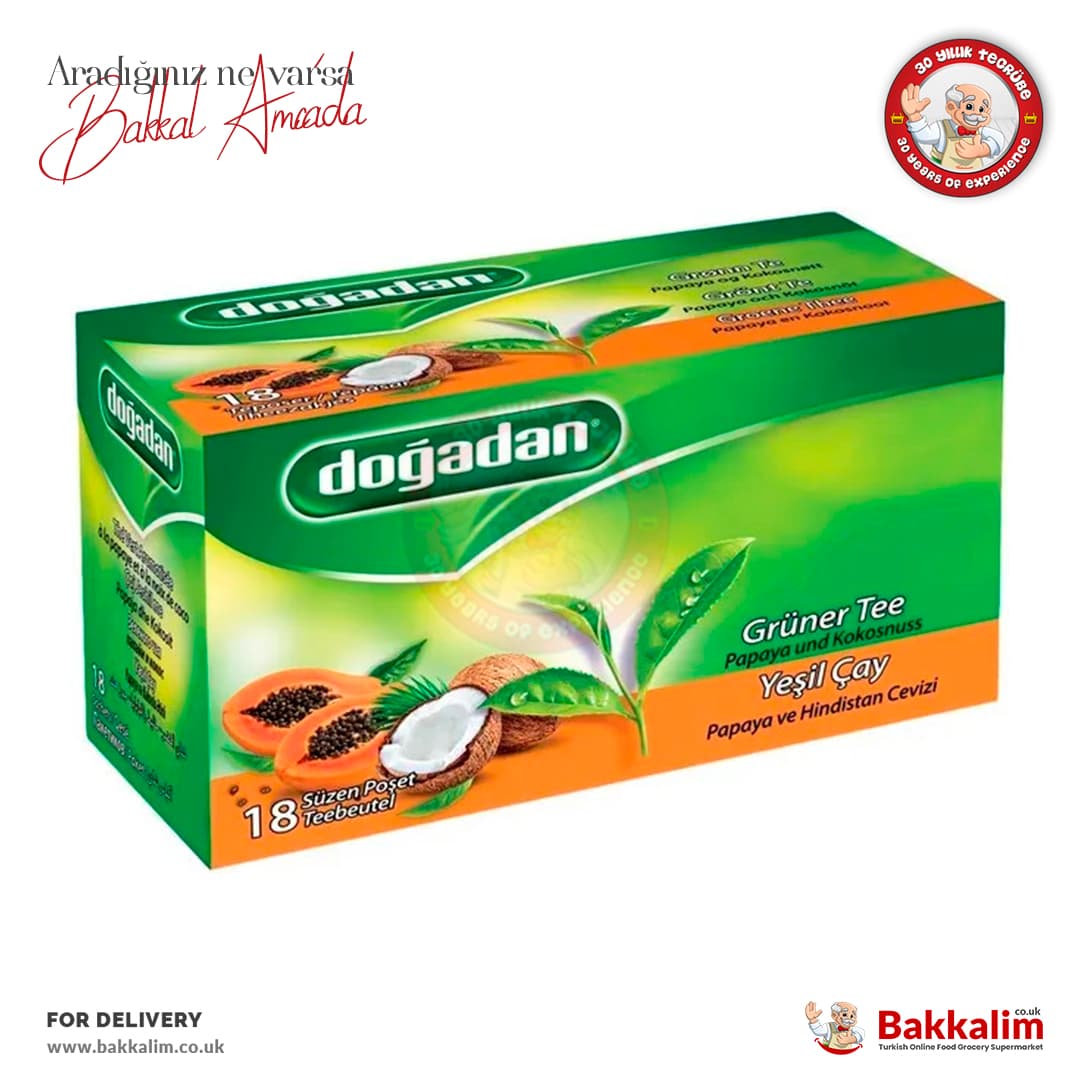 Dogadan Papaya and Coconut Green Tea Pack in 18 Bag