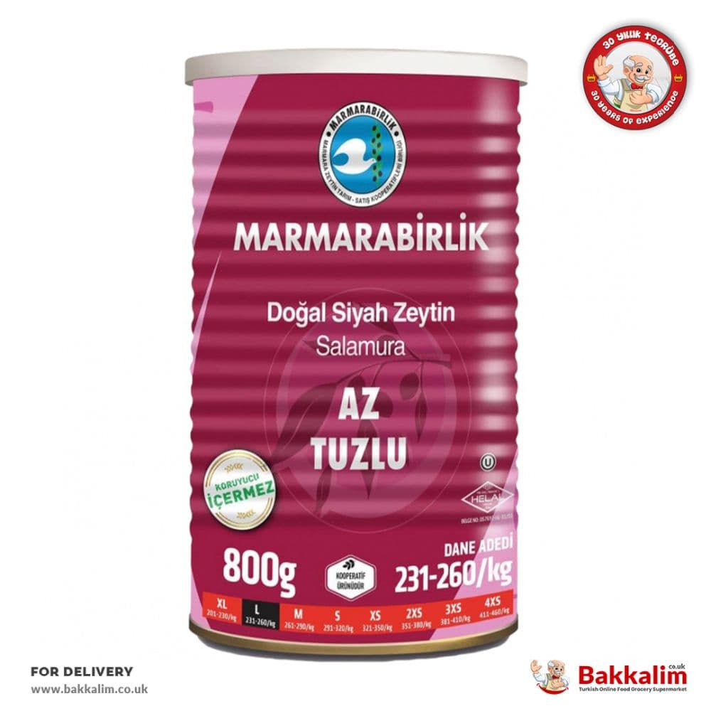 Marmarabirlik L 800 Gr Low Salted Natural Black Olives