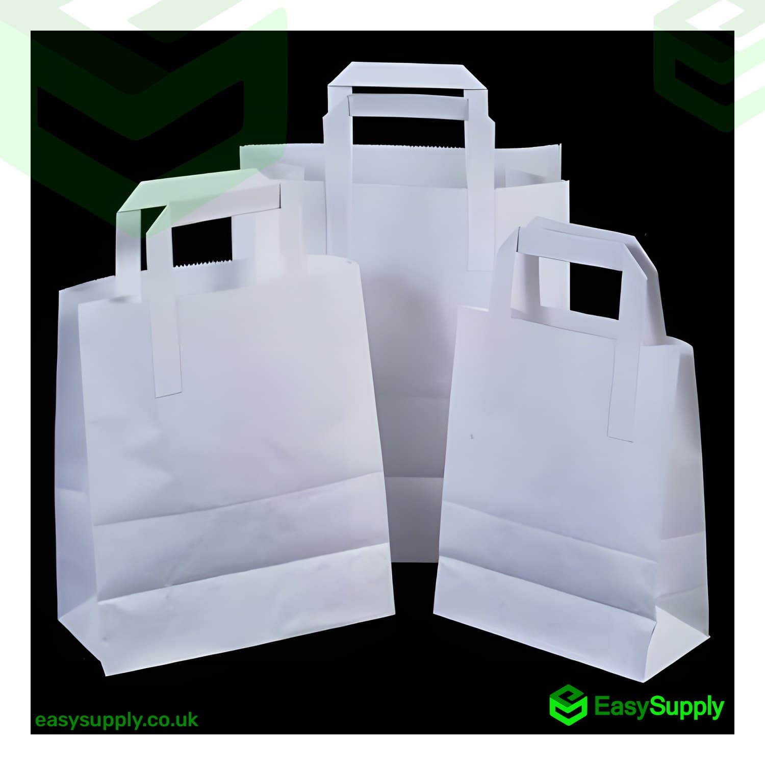 Small White SOS Paper Bag External Flat Handles 180x90x210mm 