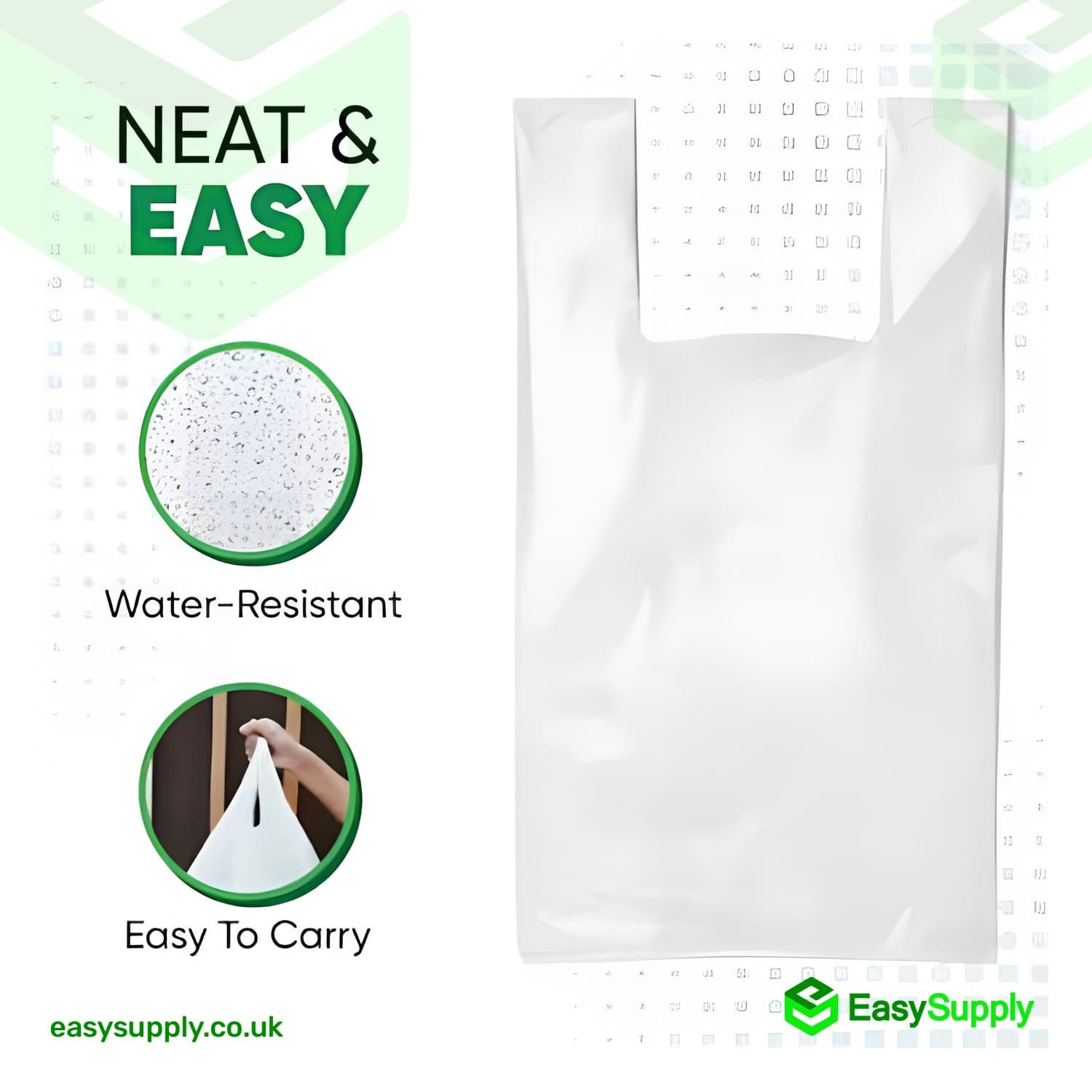 Small White Vest Carriers Bags 8x13x18  S2