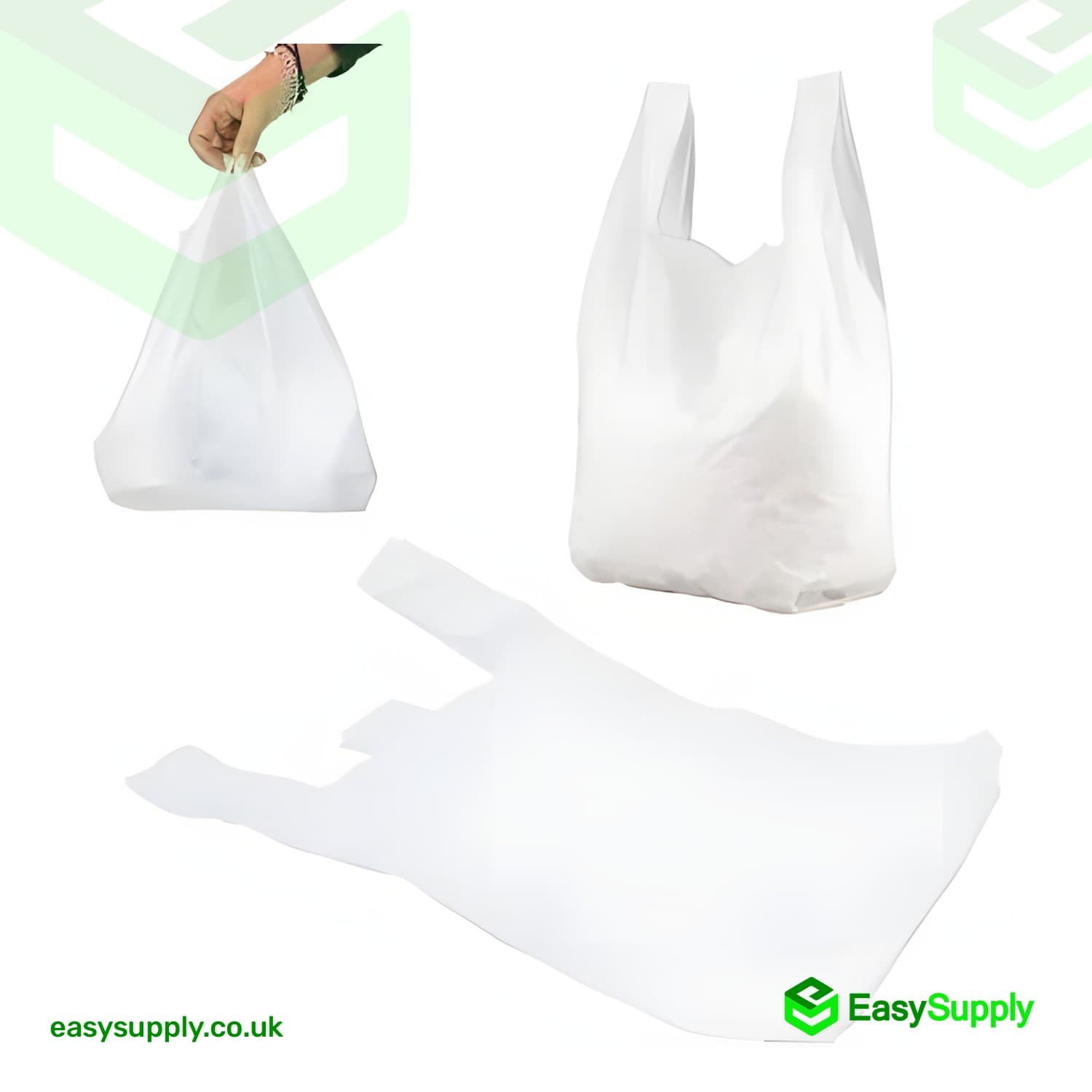 Medium White Vest Carriers Bags 10x15x18  S3