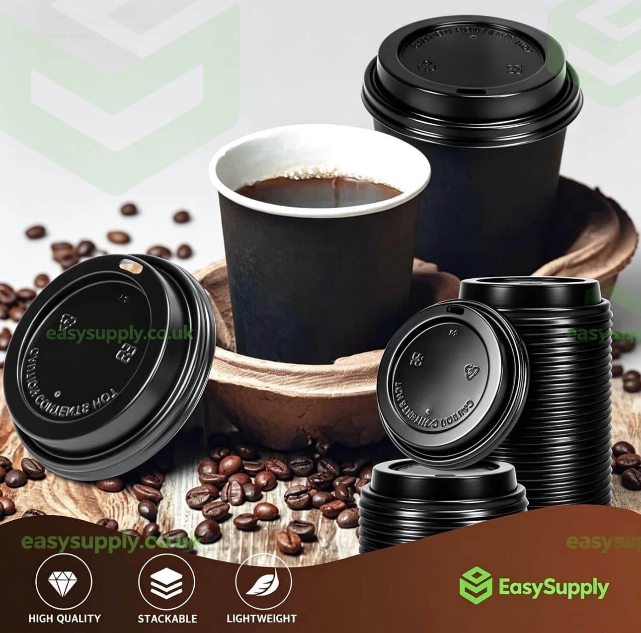 16 oz 12 Black Ripple Cup Lids 500 Pcs 