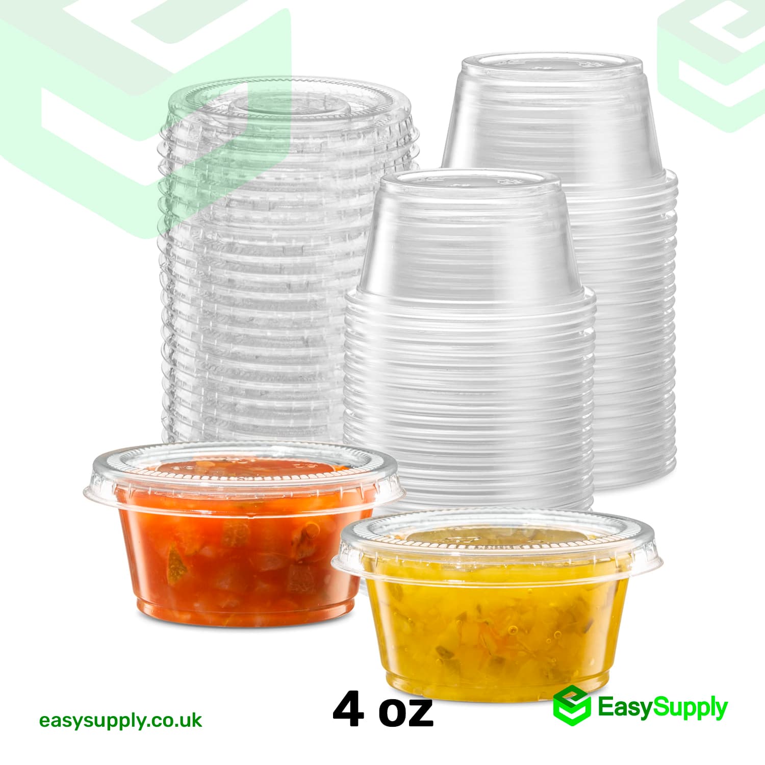 4 Oz Heavy Duty Clear  Separate Sauce Pots & Lids 800pcs